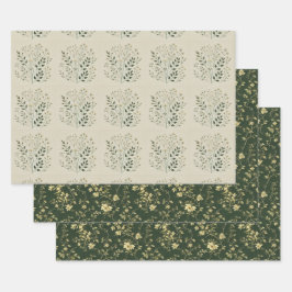 Raffinierter botanischer Wrap mit Akzent-Dekoupage Geschenkpapier Set