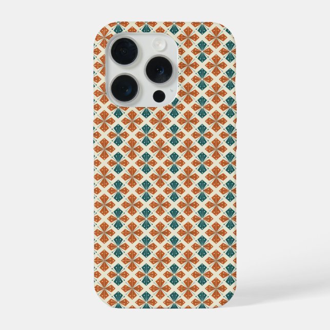 Raffinierter Mid-Century-Modern-Atom-Sternenexplos iPhone 15 Pro Hülle (Rückseite)