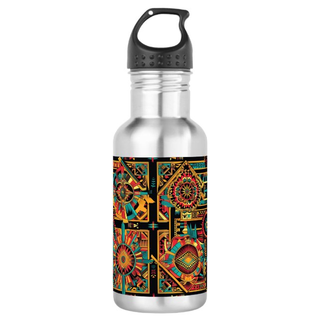 Raffiniertes Blau "Aztec Dream" Edelstahlwasser B Edelstahlflasche (Vorderseite)