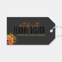 Raffiniertes florales Design Schwarze orangefarben Geschenkanhänger