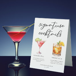 Raffiniertes Menü mit Cocktails für Hochzeiten Tischaufsteller