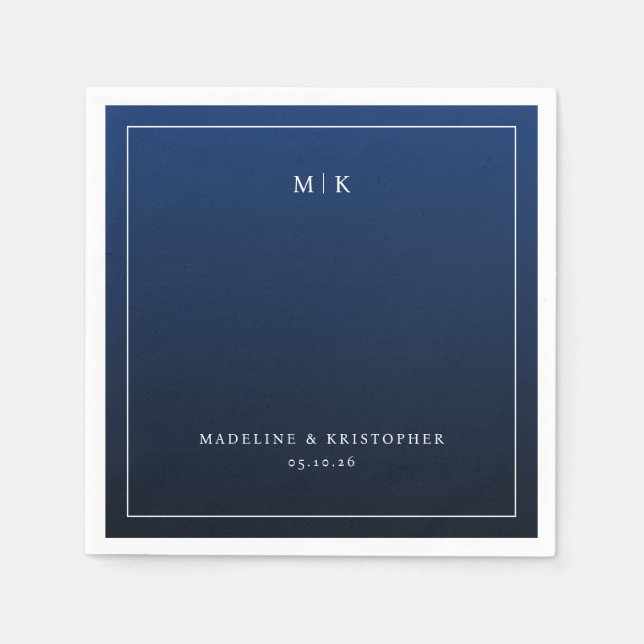 Raffiniertes Navy Blau Minimalistisch Serviette (Vorderseite)