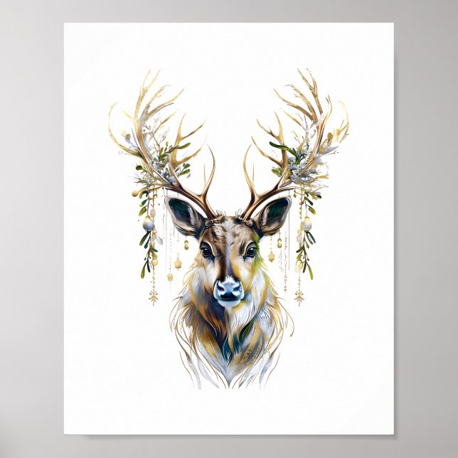 Raffiniertes Rentier, luxuriöses Holiday Elegante Poster (Vorne)