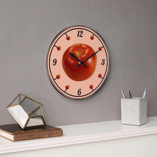 Raffiniertes Rotes Tomato Große Wanduhr (Büro)