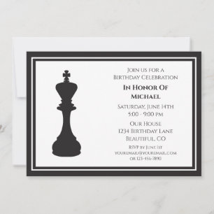Raffiniertes Schwarz-Weiß Schach-Stück Geburtstag Einladung