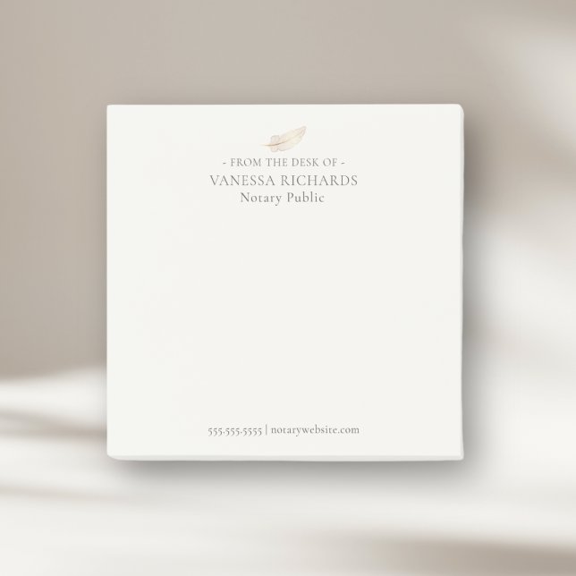 Raffiniertes Tan und Gold Feather Simple Notary Of Post-it Klebezettel (Von Creator hochgeladen)