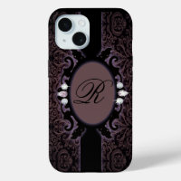 Raffiniertes violettDamask Vintages Monogramm