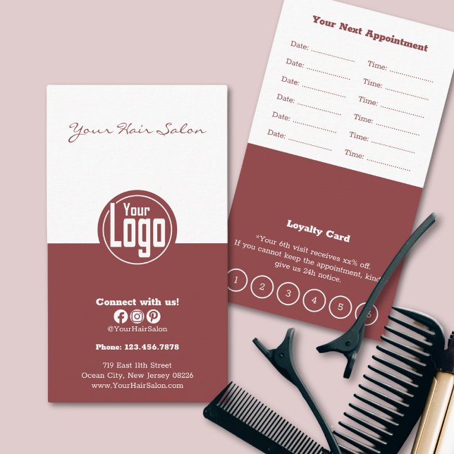 Raffiniertes White & Smoky Topaz Friseur Loyalität Terminkarte (Refined White & Smoky Topaz Hair Salon Loyalty & Appointment Card)