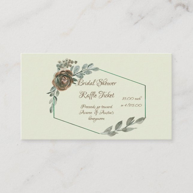 Raffle des Brautparty "Sage Green Watercolor" Begleitkarte (Vorderseite)