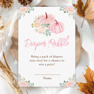 Raffle für rosa Kürbis-Blumen-Windeln Begleitkarte