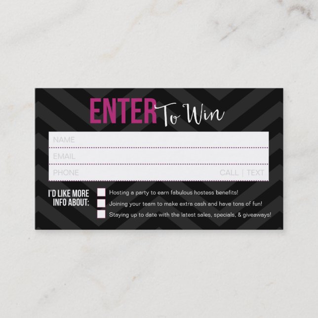 Raffle-Karten-/Tür-Preis-Visitenkarten Visitenkarte (Vorderseite)