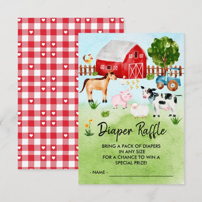 Raffle Ticket für Baby-Dusche für Landtiere (Vorne/Hinten)