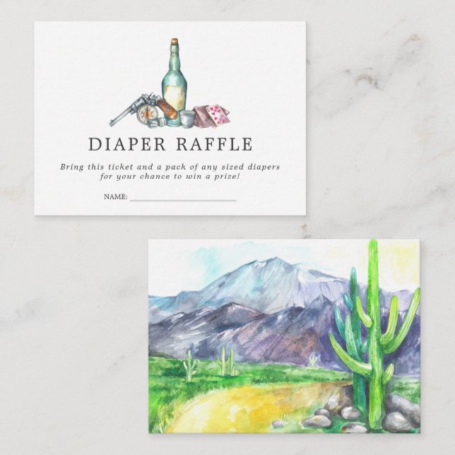 Raffle Ticket für Babydusche | Cowboy-Western Begleitkarte (Vorne/Hinten)