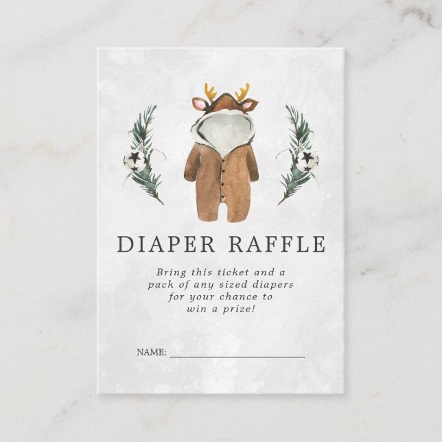 Raffle Ticket für Babydusche | Reindeer Begleitkarte (Vorderseite)