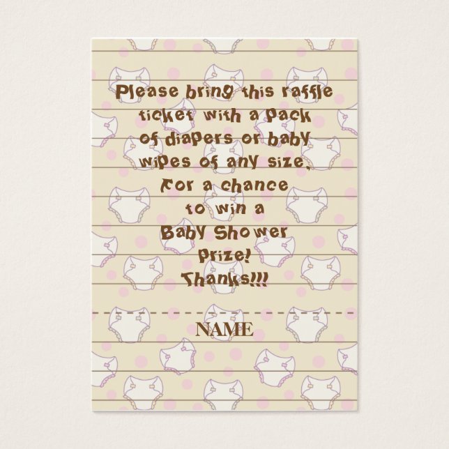 Raffle-Ticket für Babydusche/Rosa/Bibliothek erste (Vorderseite)