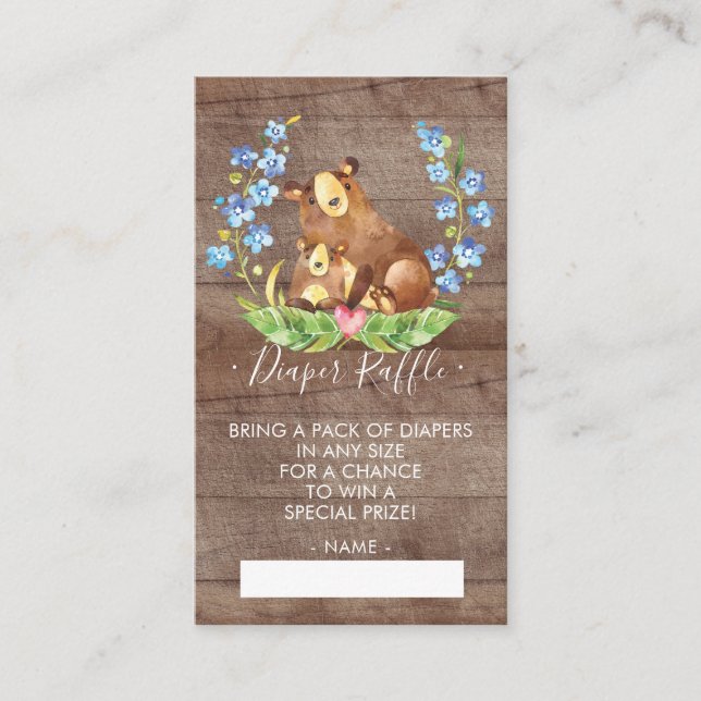 Raffle Ticket für das Baby-Duschkabinett Bear Wood Begleitkarte (Vorderseite)