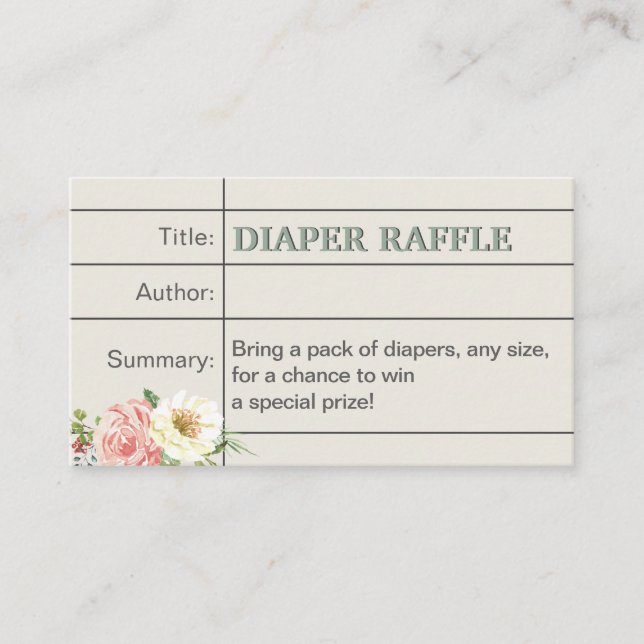 Raffle Ticket für das Babyduschenwaschgerät der Bu Begleitkarte (Vorderseite)