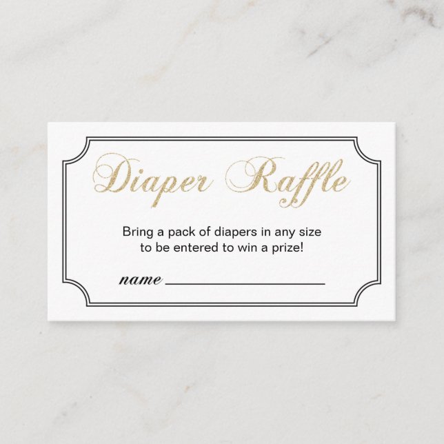 Raffle Ticket für das Gold & Black Boy Baby Duschk Begleitkarte (Vorderseite)