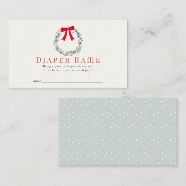 Raffle Ticket für das Holiday Wreath Baby Duschkab Begleitkarte (Vorne/Hinten)