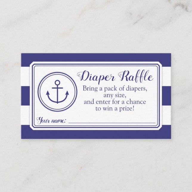 Raffle Ticket für das Nautic Anchor Baby Showdusch Begleitkarte (Vorderseite)