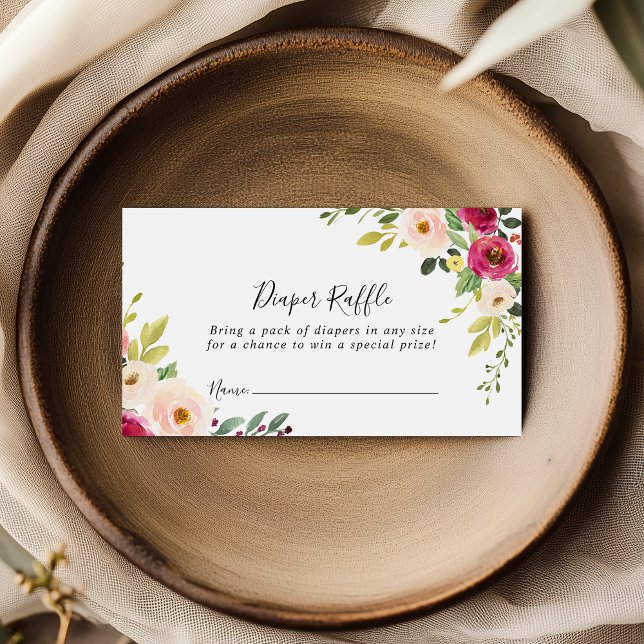 Raffle Ticket für den grünen Rosa Blush Floral Dia Begleitkarte (Von Creator hochgeladen)