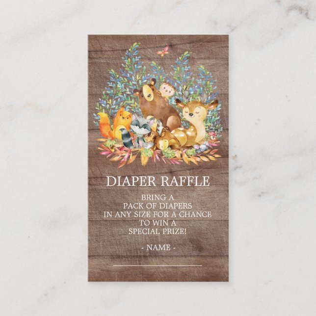 Raffle Ticket für Holztiere mit neuem Duschkopf Begleitkarte (Vorderseite)