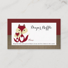 Raffle Ticket für Red Fox Burlap Baby Duschmaschin Begleitkarte