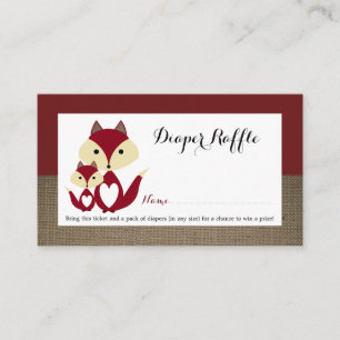 Raffle Ticket für Red Fox Burlap Baby Duschmaschin Begleitkarte