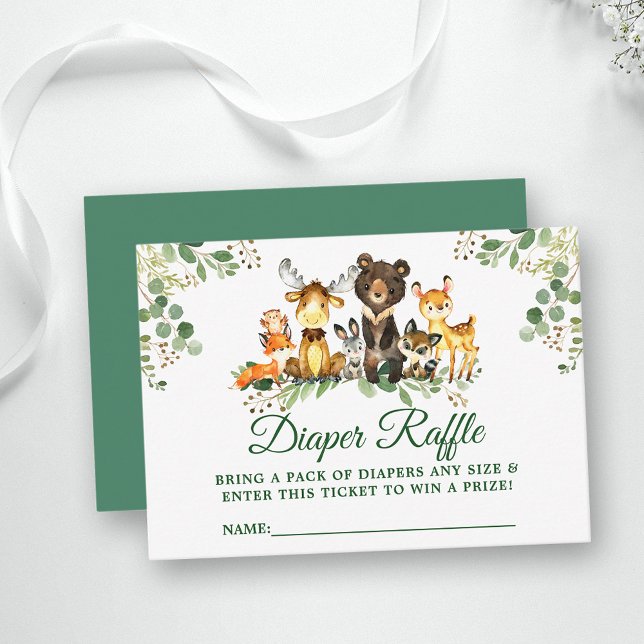 Raffle Ticket für Woodland Animals Baby Showdusche Begleitkarte (Customize to change text color, style, text size or color of back of card.)