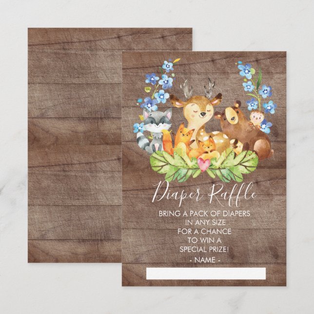 Raffle Ticket für Woodland Animals Baby Showdusche Einladung (Vorne/Hinten)