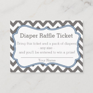 Raffle Ticket für Zickzack Graue und Blaue Windeln Begleitkarte