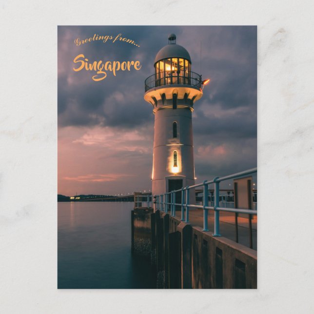 Raffles Marina Lighthouse in Singapore Postkarte (Vorderseite)