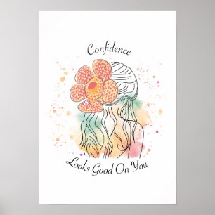Rafflesia Blume line art woman Aquarell Design Poster