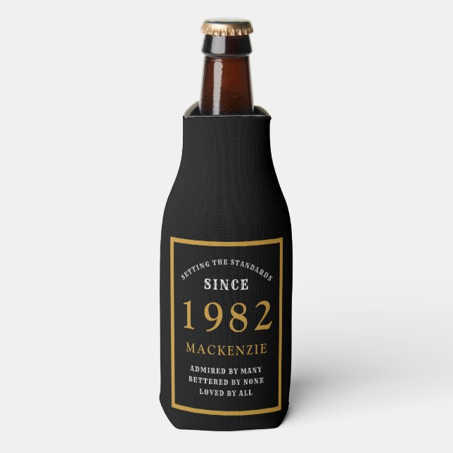 Rafraichisseur De Bouteilles 40e anniversaire 1982 Nom Elegant Chic Black Gold (Bottle Devant)