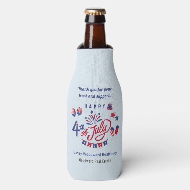 Rafraichisseur De Bouteilles 4 JUILLET USA | Célébration patriotique d'été (Bottle Devant)