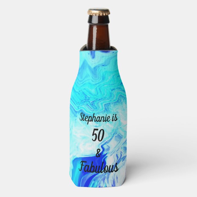 Rafraichisseur De Bouteilles 50 Et Fabuleux Anniversaire Géode Agate Motif Bleu (Bottle Devant)