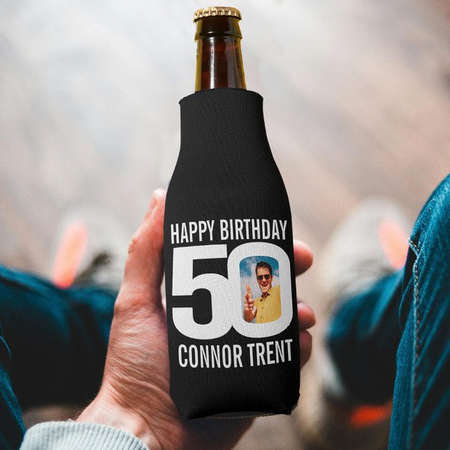 Rafraichisseur De Bouteilles 50e anniversaire noir et blanc deux photos Glacièr (Créateur téléchargé)