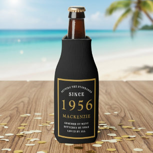 Rafraichisseur De Bouteilles 70e anniversaire 1956 Nom Élégant Chic Noir Or
