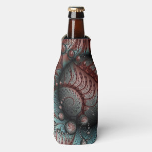 Rafraichisseur De Bouteilles Abstrait Fantaisie Vive Art Fractal Brun Bleu