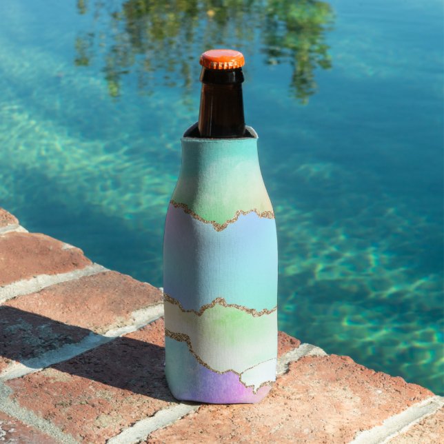 Rafraichisseur De Bouteilles Agate Holo | Faux Iridescente Pastel Ombre Marble (Piscine in situ)