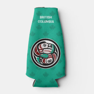 Rafraichisseur De Bouteilles Amérindien Noir Haida Art Otter Saumon