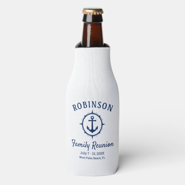 Rafraichisseur De Bouteilles Ancre nautique Famille Réunion Marine Bleu & Blanc (Bottle Devant)