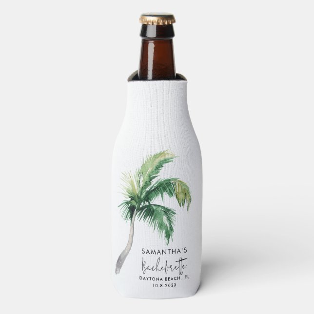 Rafraichisseur De Bouteilles Aquarelle Palm Tree Bachelorette personnalisée (Bottle Devant)