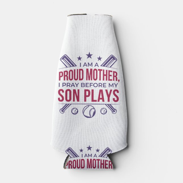 Rafraichisseur De Bouteilles Baseball Fier Mère Je Prie Avant Que Mon Fils Ne J (Devant)