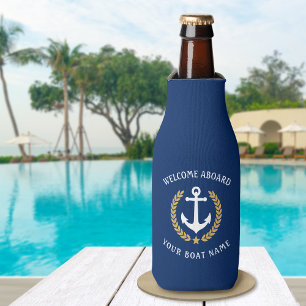 Rafraichisseur De Bouteilles Bienvenue à bord Nom du bateau Ancre Gold Laurel B