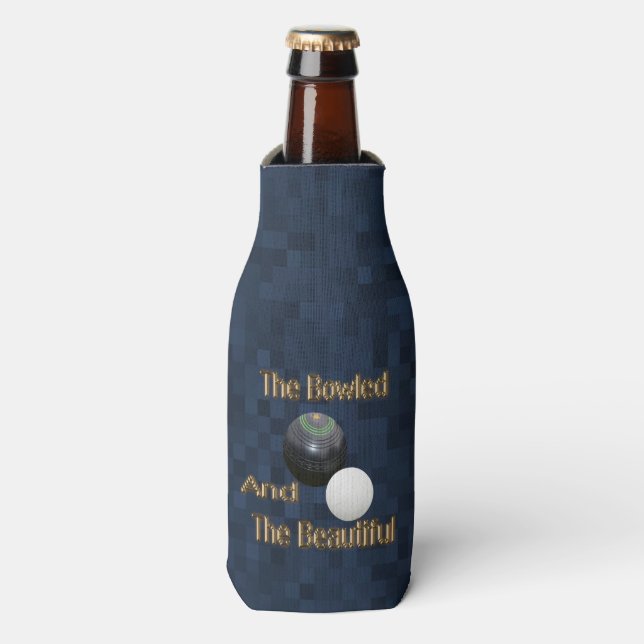 Rafraichisseur De Bouteilles Bleu Gold Bowled Belle pelouse Bowls Design, (Bottle Devant)