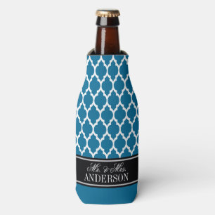 Rafraichisseur De Bouteilles Bleu Paon Wht Marocain #4 CB Noir Nom Mariage