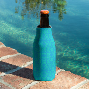 Rafraichisseur De Bouteilles Blue Turquoise Frosted Glass Motif Art Abstrait
