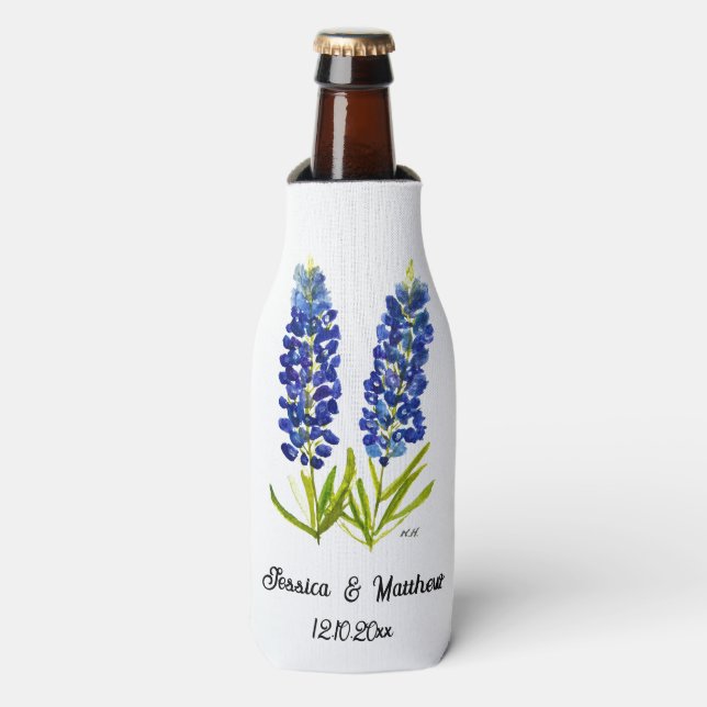Rafraichisseur De Bouteilles Bluebonnets Texas Texan Mariage nature fleurie (Bottle Devant)
