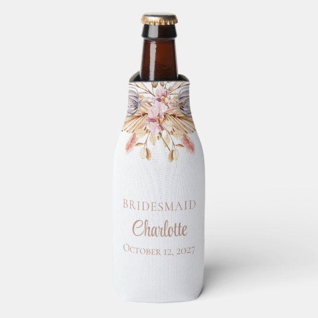 Rafraichisseur De Bouteilles Boho Floral Pampas Grass Bridesmaid Party de maria (Bottle Devant)
